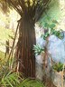 zákoutí džungle s rostlinami živými, umělými i animovanými